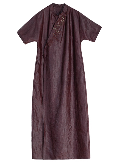 牧衣游原创 25姆米重磅香云纱立体重工手绣亮片连衣裙复古 竹斋眠