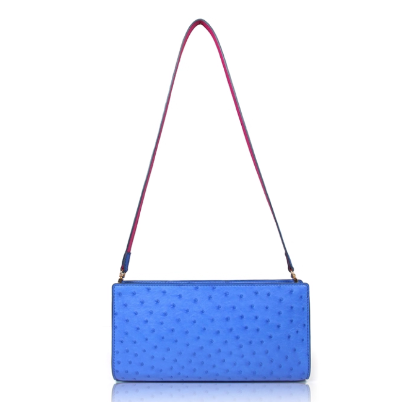 聚变手工皮具高端定制鸵鸟皮真皮经典简约时尚女士斜挎单肩包手包