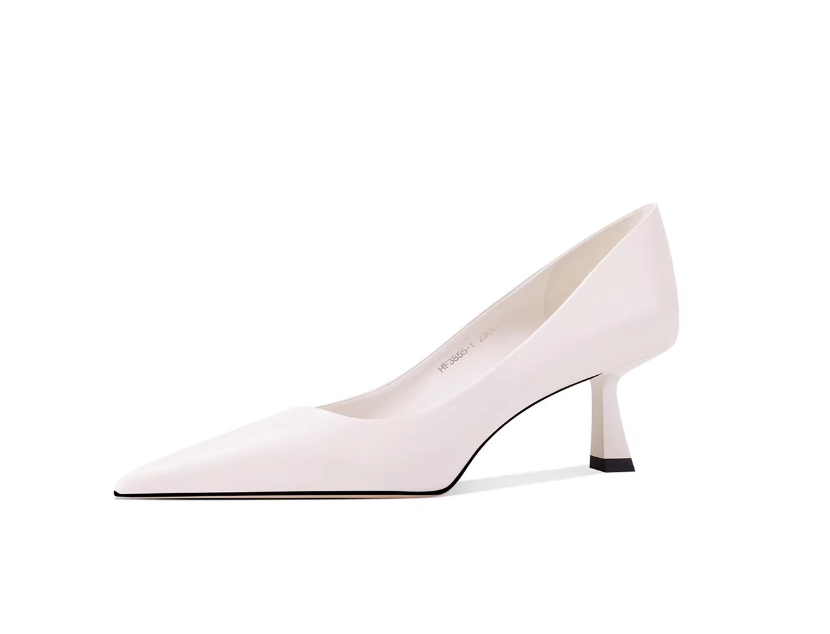 黑色尖头高跟鞋女2025春季新款时尚百搭细跟单鞋工作浅口真皮女鞋